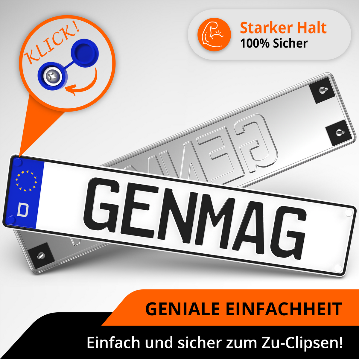 GENMAG Kennzeichen Schrauben Kappen Auto Motorrad Rahmenlose Kennzeichenhalter Rahmenlos Kfz Kennzeichenhalterung Nummernschild Schrauben Abdeckkappen Nummernschildhalterung Auto
Plateholder Ivality Klettmax Roadz plexiclick simplefix twistnfix LVL7EVEN ccultec