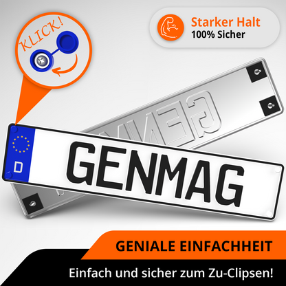 GENMAG Kennzeichen Schrauben Kappen Auto Motorrad Rahmenlose Kennzeichenhalter Rahmenlos Kfz Kennzeichenhalterung Nummernschild Schrauben Abdeckkappen Nummernschildhalterung Auto
Plateholder Ivality Klettmax Roadz plexiclick simplefix twistnfix LVL7EVEN ccultec