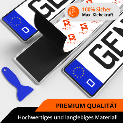 GENMAG Klett Kennzeichenhalter Rahmenlos 460mm Deutschland Rahmenlose Kennzeichenhalter Klett Kurz 46cm Kennzeichen Klett 3D
Plateholder Ivality Klettmax Roadz plexiclick simplefix twistnfix LVL7EVEN ccultec
