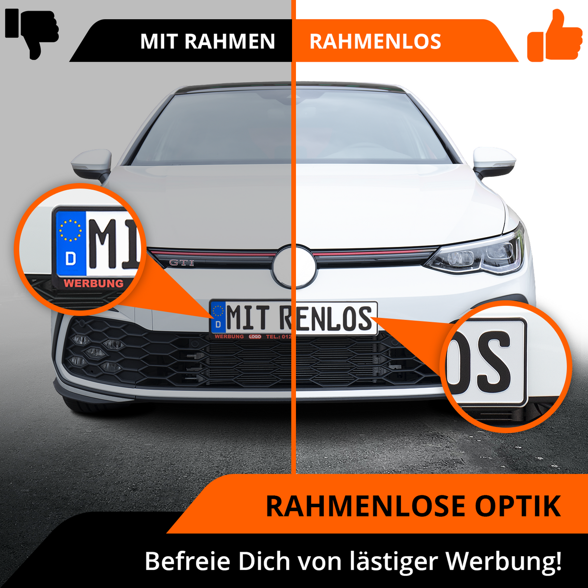 GENMAG Klett Kennzeichenhalter Rahmenlos Deutschland Österreich Rahmenlose Kennzeichenhalter Klett Kennzeichen Klett Kurz 3D
Plateholder Ivality Klettmax Roadz plexiclick simplefix twistnfix LVL7EVEN ccultec