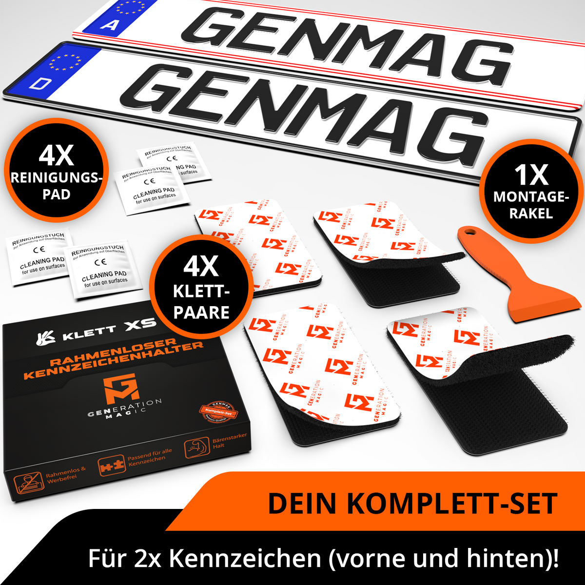 GENMAG Klett Kennzeichenhalter Rahmenlos Deutschland Österreich Rahmenlose Kennzeichenhalter Klett Kennzeichen Klett Kurz 3D
Plateholder Ivality Klettmax Roadz plexiclick simplefix twistnfix LVL7EVEN ccultec