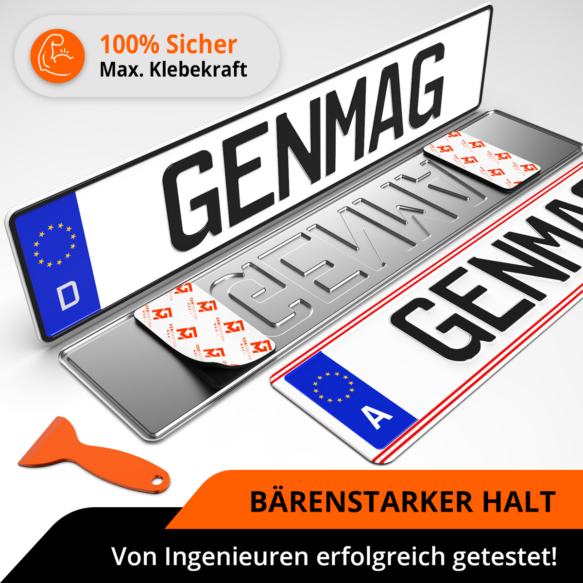 GENMAG Klett Kennzeichenhalter Rahmenlos Deutschland Österreich Rahmenlose Kennzeichenhalter Klett Kennzeichen Klett Kurz 3D
Plateholder Ivality Klettmax Roadz plexiclick simplefix twistnfix LVL7EVEN ccultec