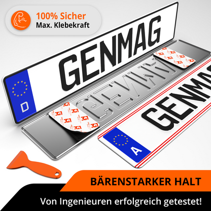 GENMAG Klett Kennzeichenhalter Rahmenlos Deutschland Österreich Rahmenlose Kennzeichenhalter Klett Kennzeichen Klett Kurz 3D
Plateholder Ivality Klettmax Roadz plexiclick simplefix twistnfix LVL7EVEN ccultec