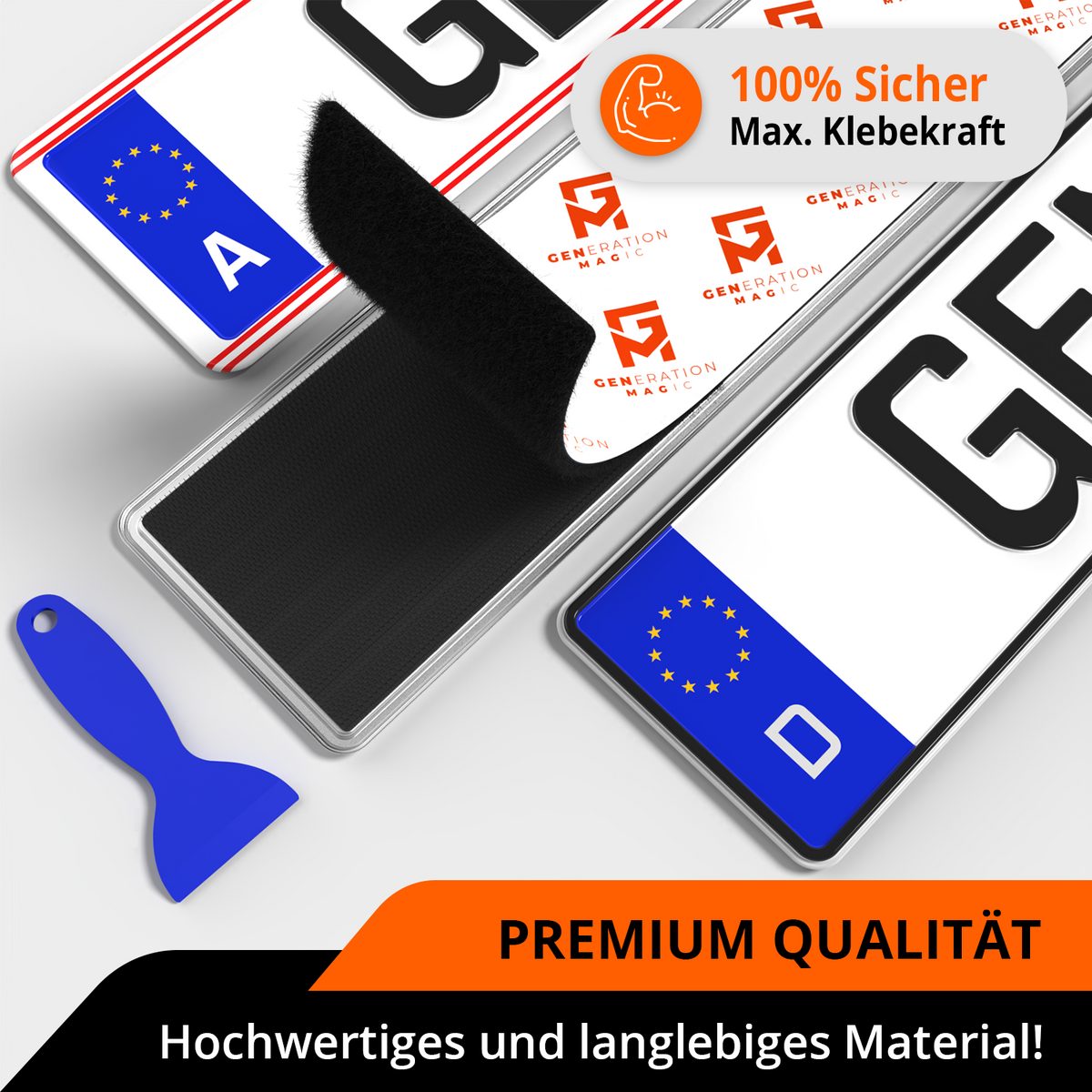 GENMAG Klett Kennzeichenhalter Rahmenlos Deutschland Österreich Rahmenlose Kennzeichenhalter Klett Kennzeichen Klett Kurz 3D
Plateholder Ivality Klettmax Roadz plexiclick simplefix twistnfix LVL7EVEN ccultec