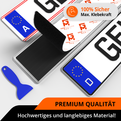 GENMAG Klett Kennzeichenhalter Rahmenlos Deutschland Österreich Rahmenlose Kennzeichenhalter Klett Kennzeichen Klett Kurz 3D
Plateholder Ivality Klettmax Roadz plexiclick simplefix twistnfix LVL7EVEN ccultec