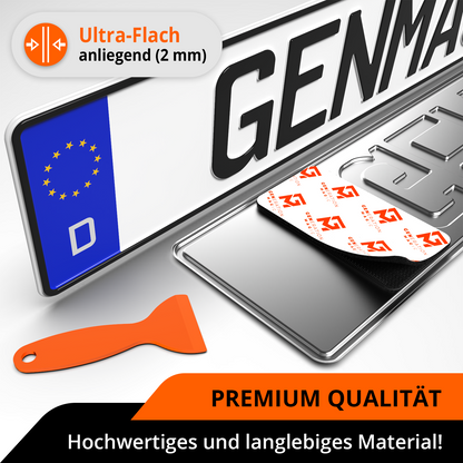 GENMAG Klett Kennzeichenhalter Rahmenlos Deutschland Österreich Rahmenlose Kennzeichenhalter Klett Kennzeichen Klett Kurz 3D
Plateholder Ivality Klettmax Roadz plexiclick simplefix twistnfix LVL7EVEN ccultec