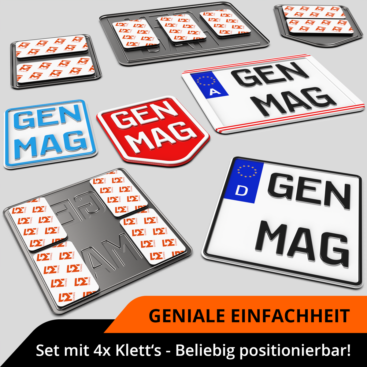 GENMAG Klett Kennzeichenhalter Rahmenlos Motorrad Roller Moped Mofa Deutschland Österreich Rahmenlose Kennzeichenhalter Klett Kennzeichen Klett
Plateholder Ivality Klettmax Roadz plexiclick simplefix twistnfix LVL7EVEN ccultec