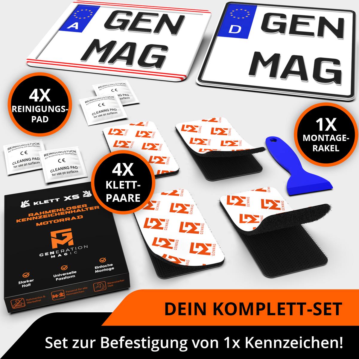 GENMAG Klett Kennzeichenhalter Rahmenlos Motorrad Roller Moped Mofa Deutschland Österreich Rahmenlose Kennzeichenhalter Klett Kennzeichen Klett
Plateholder Ivality Klettmax Roadz plexiclick simplefix twistnfix LVL7EVEN ccultec
