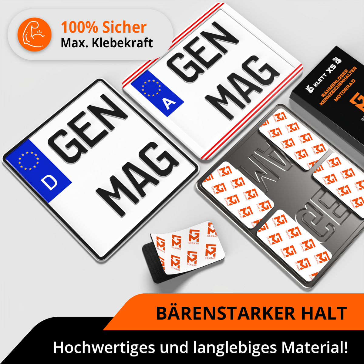 GENMAG Klett Kennzeichenhalter Rahmenlos Motorrad Roller Moped Mofa Deutschland Österreich Rahmenlose Kennzeichenhalter Klett Kennzeichen Klett
Plateholder Ivality Klettmax Roadz plexiclick simplefix twistnfix LVL7EVEN ccultec