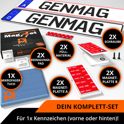 GENMAG Magnet Kennzeichenhalter Rahmenlos Deutschland Österreich Rahmenlose Kennzeichenhalter Magnet Magnetische Wechselkennzeichenhalter Kennzeichen Magnet Kurz 3D
Plateholder Ivality Klettmax Roadz plexiclick simplefix twistnfix LVL7EVEN ccultec