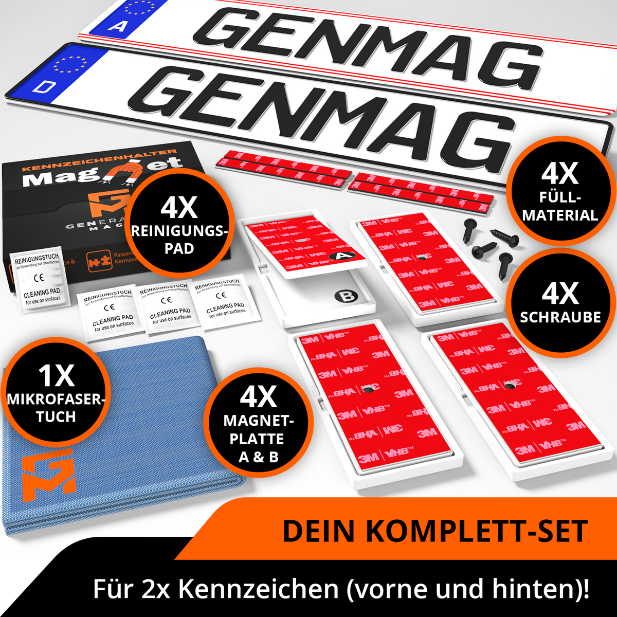 GENMAG Magnet Kennzeichenhalter Rahmenlos Deutschland Österreich Rahmenlose Kennzeichenhalter Magnet Magnetische Wechselkennzeichenhalter Kennzeichen Magnet Kurz 3D
Plateholder Ivality Klettmax Roadz plexiclick simplefix twistnfix LVL7EVEN ccultec