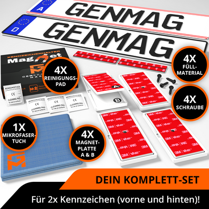 GENMAG Magnet Kennzeichenhalter Rahmenlos Deutschland Österreich Rahmenlose Kennzeichenhalter Magnet Magnetische Wechselkennzeichenhalter Kennzeichen Magnet Kurz 3D
Plateholder Ivality Klettmax Roadz plexiclick simplefix twistnfix LVL7EVEN ccultec