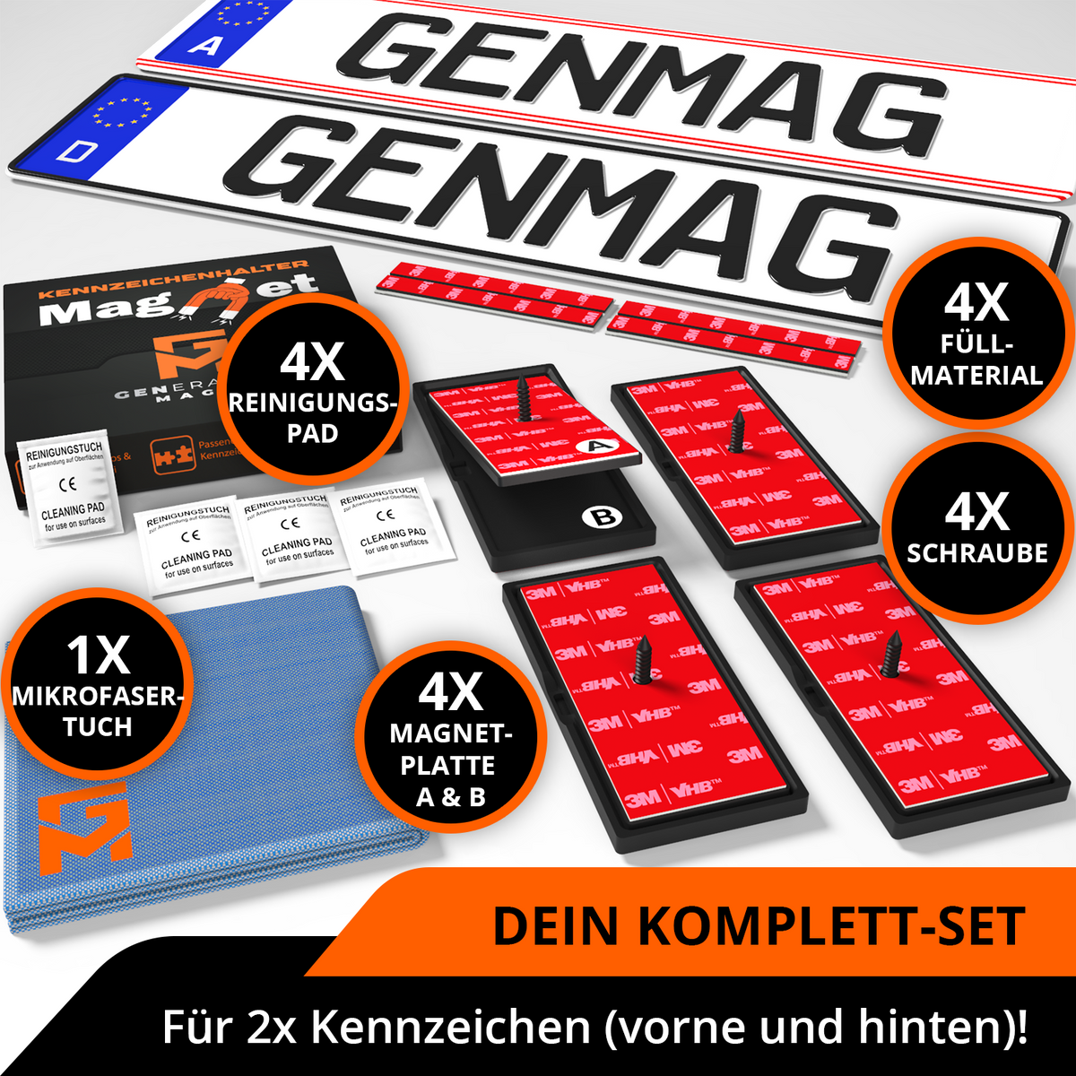 GENMAG Magnet Kennzeichenhalter Rahmenlos Deutschland Österreich Rahmenlose Kennzeichenhalter Magnet Magnetische Wechselkennzeichenhalter Kennzeichen Magnet Kurz 3D
Plateholder Ivality Klettmax Roadz plexiclick simplefix twistnfix LVL7EVEN ccultec