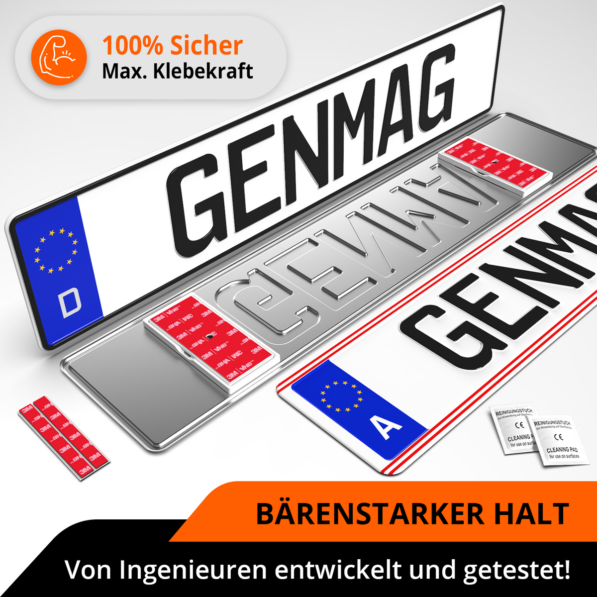 GENMAG Magnet Kennzeichenhalter Rahmenlos Deutschland Österreich Rahmenlose Kennzeichenhalter Magnet Magnetische Wechselkennzeichenhalter Kennzeichen Magnet Kurz 3D
Plateholder Ivality Klettmax Roadz plexiclick simplefix twistnfix LVL7EVEN ccultec