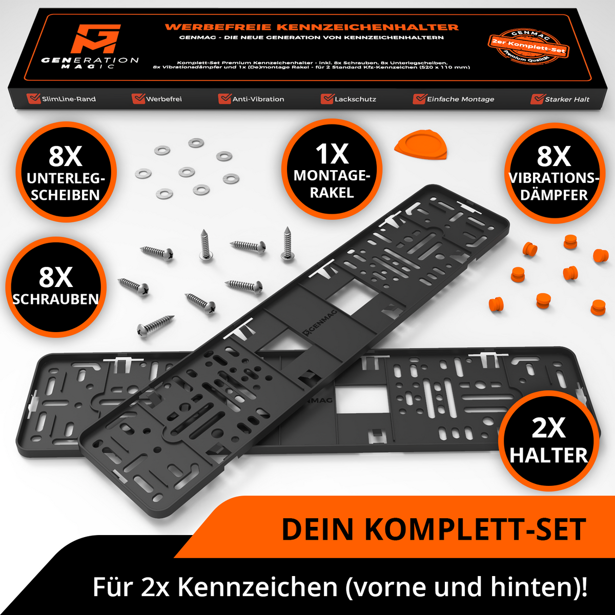 GENMAG Rahmenlose Kennzeichenhalter Rahmenlos Deutschland Nummernschildhalterung Auto Kennzeichenhalterung Nummernschildhalter Kennzeichen
Plateholder Ivality Klettmax Roadz plexiclick simplefix twistnfix LVL7EVEN ccultec