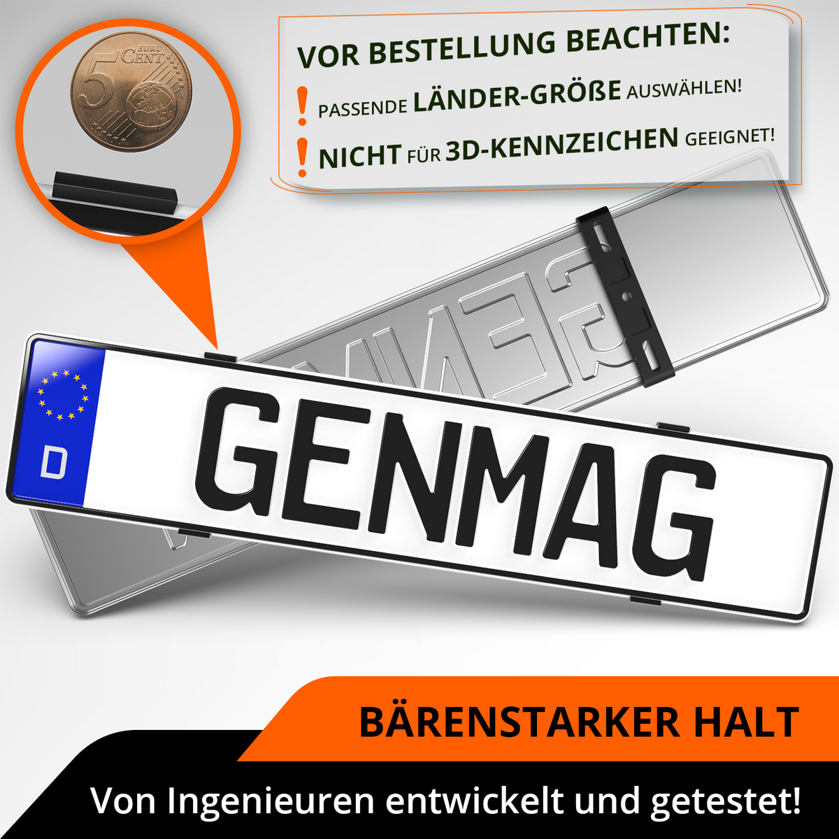 GENMAG Rahmenlose Kennzeichenhalter Rahmenlos Deutschland Österreich Nummernschildhalterung Auto Kennzeichenhalterung Nummernschildhalter Kennzeichen Kurz 3D
Plateholder Ivality Klettmax Roadz plexiclick simplefix twistnfix LVL7EVEN ccultec