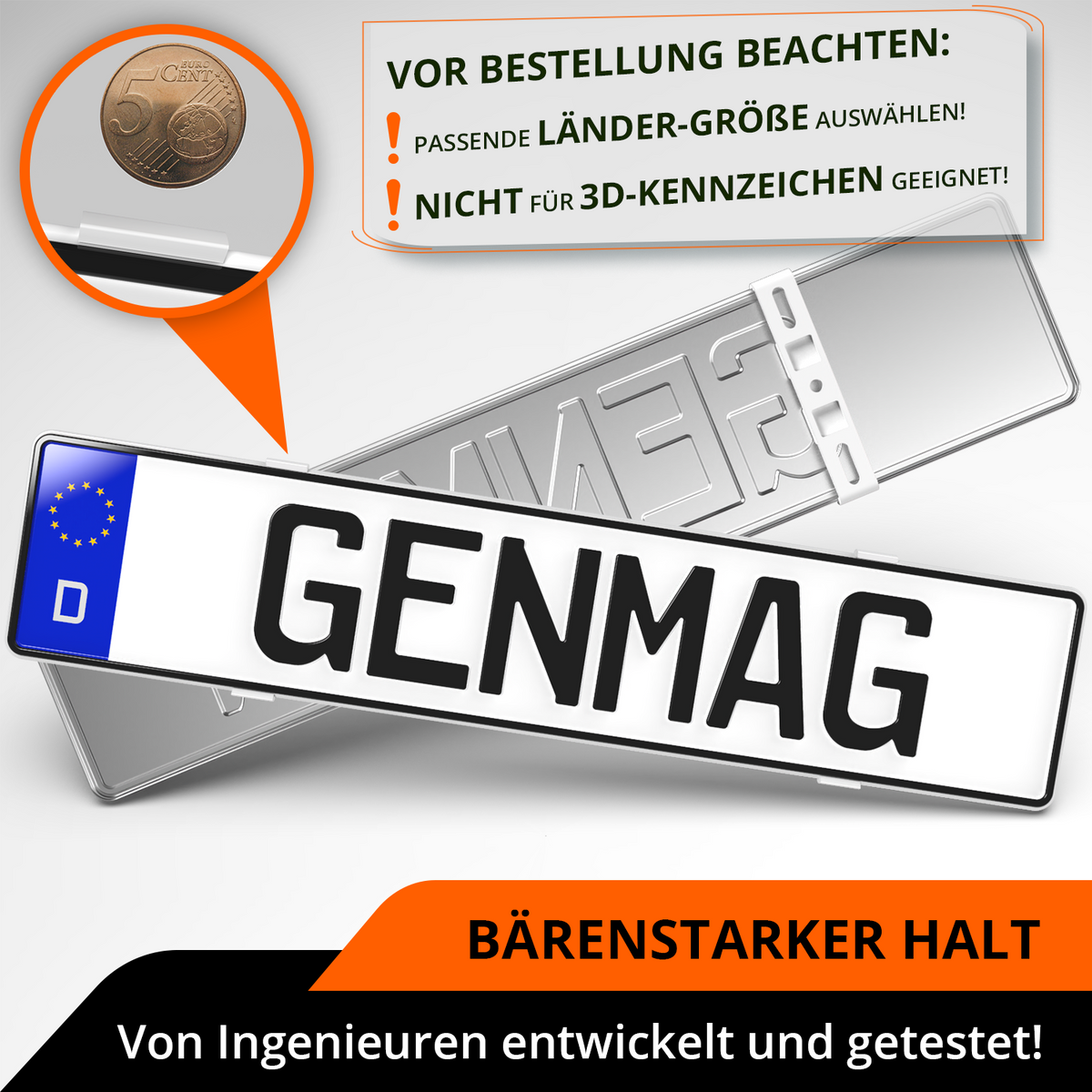 GENMAG Rahmenlose Kennzeichenhalter Rahmenlos Deutschland Österreich Nummernschildhalterung Auto Kennzeichenhalterung Nummernschildhalter Kennzeichen Kurz 3D
Plateholder Ivality Klettmax Roadz plexiclick simplefix twistnfix LVL7EVEN ccultec