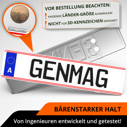GENMAG Rahmenlose Kennzeichenhalter Rahmenlos Deutschland Österreich Nummernschildhalterung Auto Kennzeichenhalterung Nummernschildhalter Kennzeichen Kurz 3D
Plateholder Ivality Klettmax Roadz plexiclick simplefix twistnfix LVL7EVEN ccultec