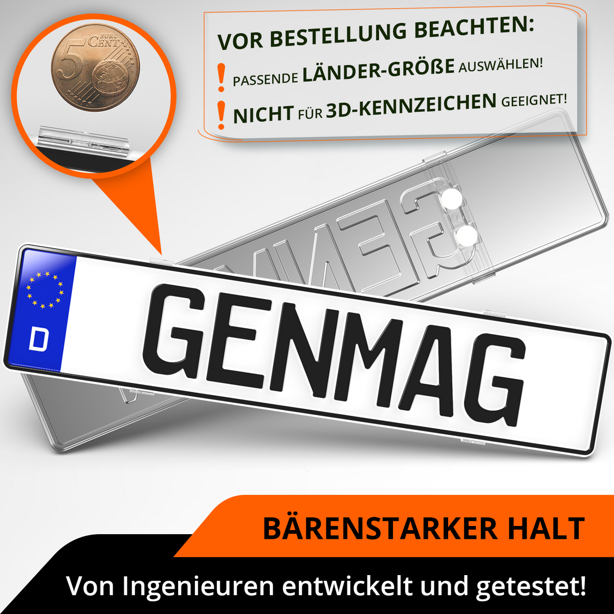 GENMAG Rahmenlose Kennzeichenhalter Rahmenlos Deutschland Österreich Nummernschildhalterung Auto Kennzeichenhalterung Nummernschildhalter Kennzeichen Kurz 3D
Plateholder Ivality Klettmax Roadz plexiclick simplefix twistnfix LVL7EVEN ccultec