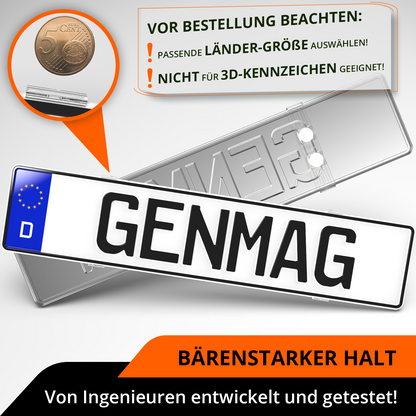 GENMAG Rahmenlose Kennzeichenhalter Rahmenlos Deutschland Österreich Nummernschildhalterung Auto Kennzeichenhalterung Nummernschildhalter Kennzeichen Kurz 3D
Plateholder Ivality Klettmax Roadz plexiclick simplefix twistnfix LVL7EVEN ccultec