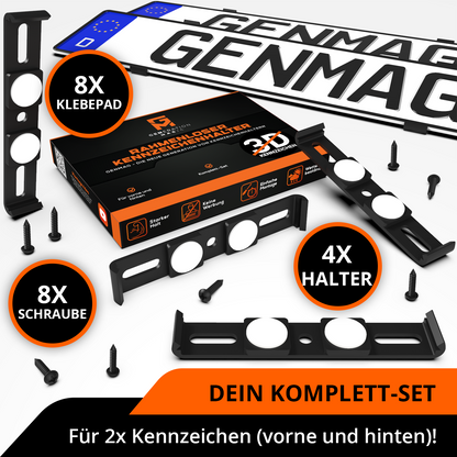 GENMAG Rahmenlose Kennzeichenhalter Rahmenlos Deutschland Österreich Nummernschildhalterung Auto Kennzeichenhalterung Nummernschildhalter Kennzeichen Kurz 3D
Plateholder Ivality Klettmax Roadz plexiclick simplefix twistnfix LVL7EVEN ccultec