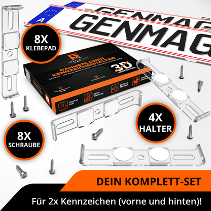 GENMAG Rahmenlose Kennzeichenhalter Rahmenlos Deutschland Österreich Nummernschildhalterung Auto Kennzeichenhalterung Nummernschildhalter Kennzeichen Kurz 3D
Plateholder Ivality Klettmax Roadz plexiclick simplefix twistnfix LVL7EVEN ccultec