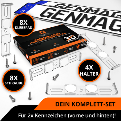 GENMAG Rahmenlose Kennzeichenhalter Rahmenlos Deutschland Österreich Nummernschildhalterung Auto Kennzeichenhalterung Nummernschildhalter Kennzeichen Kurz 3D
Plateholder Ivality Klettmax Roadz plexiclick simplefix twistnfix LVL7EVEN ccultec