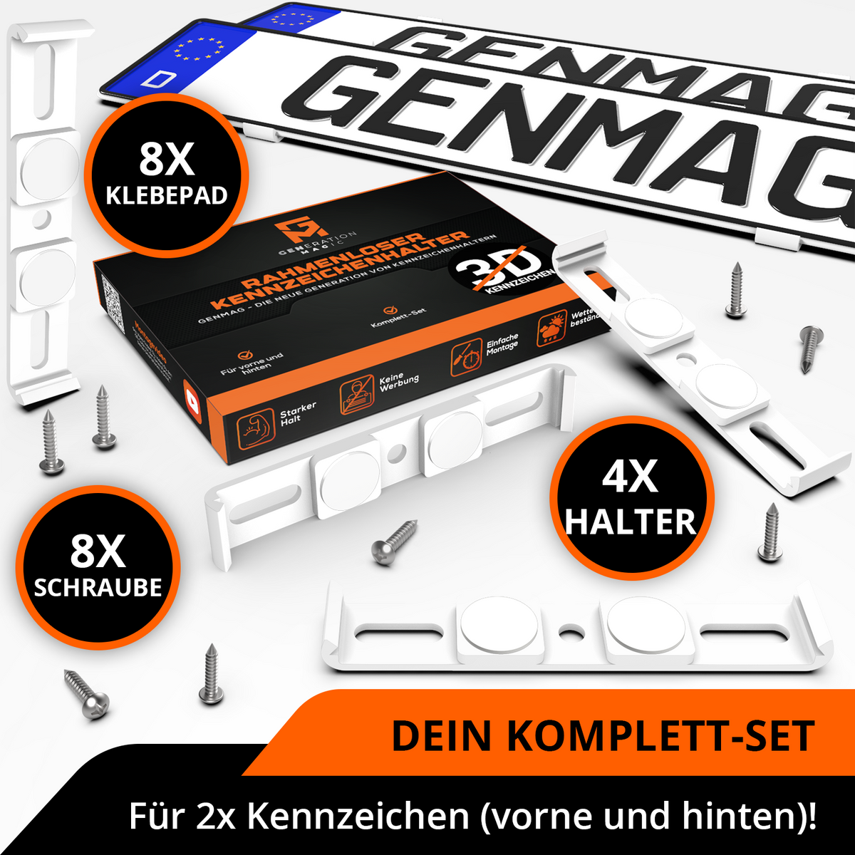 GENMAG Rahmenlose Kennzeichenhalter Rahmenlos Deutschland Österreich Nummernschildhalterung Auto Kennzeichenhalterung Nummernschildhalter Kennzeichen Kurz 3D
Plateholder Ivality Klettmax Roadz plexiclick simplefix twistnfix LVL7EVEN ccultec