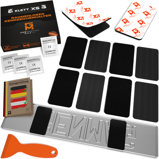 GENMAG Klett Kennzeichenhalter Rahmenlos Deutschland Österreich Rahmenlose Kennzeichenhalter Klett Kennzeichen Klett Kurz 3D
Plateholder Ivality Klettmax Roadz plexiclick simplefix twistnfix LVL7EVEN ccultec