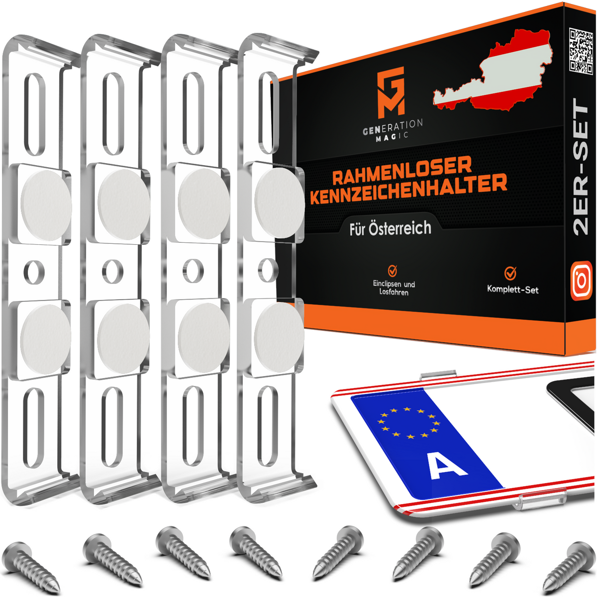 GENMAG Rahmenlose Kennzeichenhalter Rahmenlos Deutschland Österreich Nummernschildhalterung Auto Kennzeichenhalterung Nummernschildhalter Kennzeichen Kurz 3D
Plateholder Ivality Klettmax Roadz plexiclick simplefix twistnfix LVL7EVEN ccultec