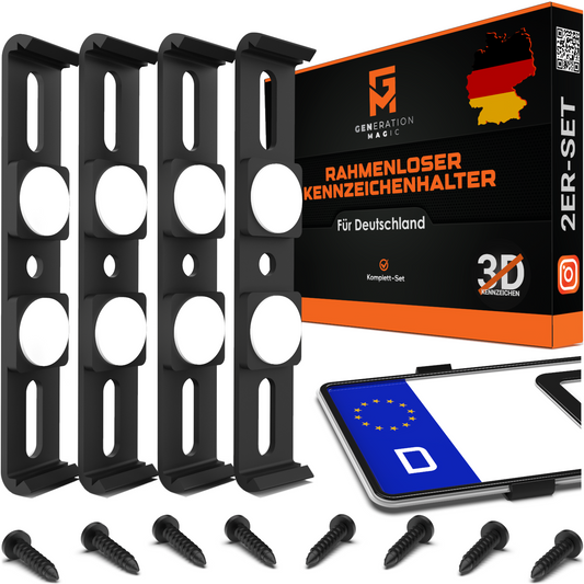 GENMAG Rahmenlose Kennzeichenhalter Rahmenlos Deutschland Österreich Nummernschildhalterung Auto Kennzeichenhalterung Nummernschildhalter Kennzeichen Kurz 3D
Plateholder Ivality Klettmax Roadz plexiclick simplefix twistnfix LVL7EVEN ccultec